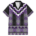 Purple Taniko Pattern Aotearoa Family Matching Short Sleeve Bodycon Dress and Hawaiian Shirt Niho Taniwha Mix Poutama LT14