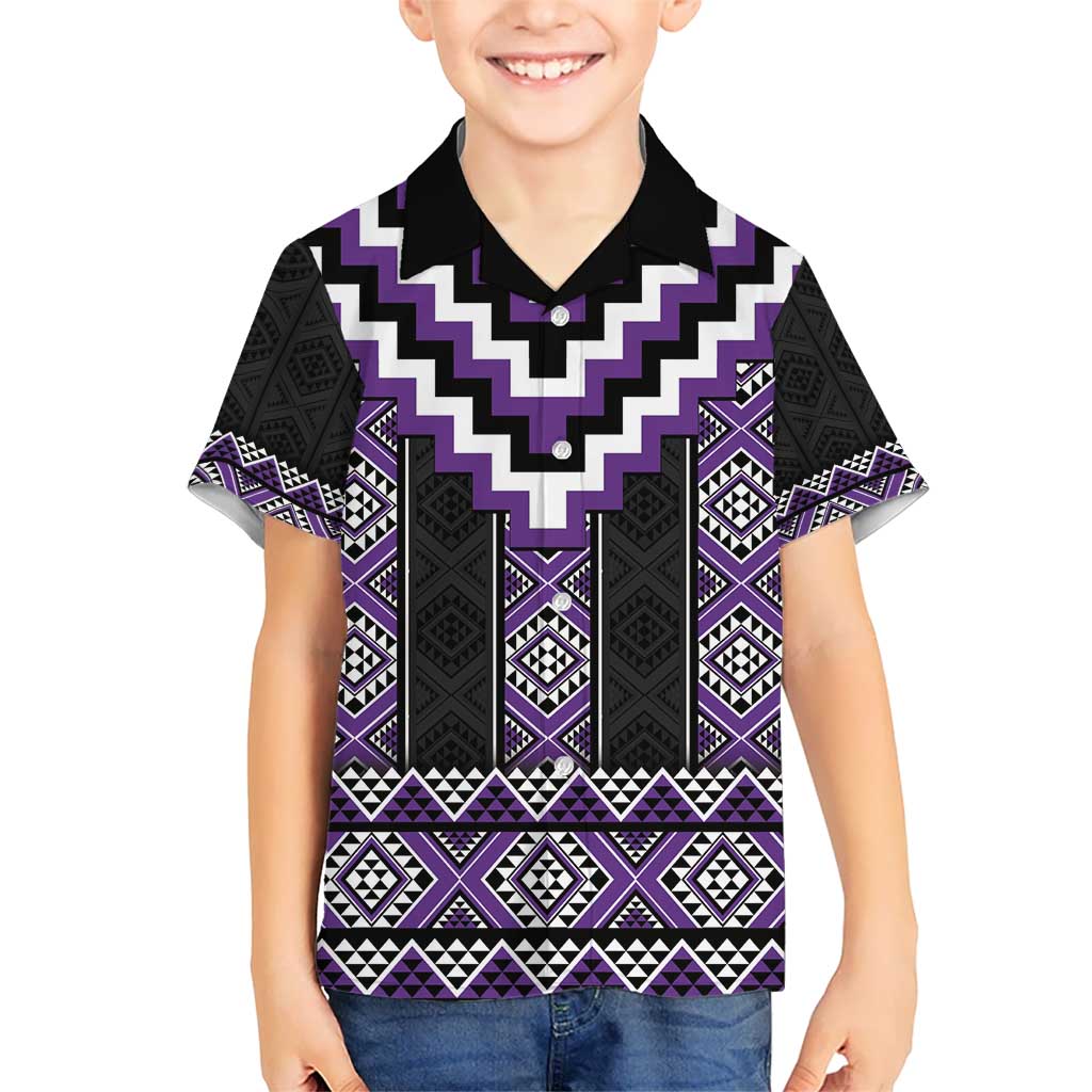 Purple Taniko Pattern Aotearoa Hawaiian Shirt Niho Taniwha Mix Poutama LT14