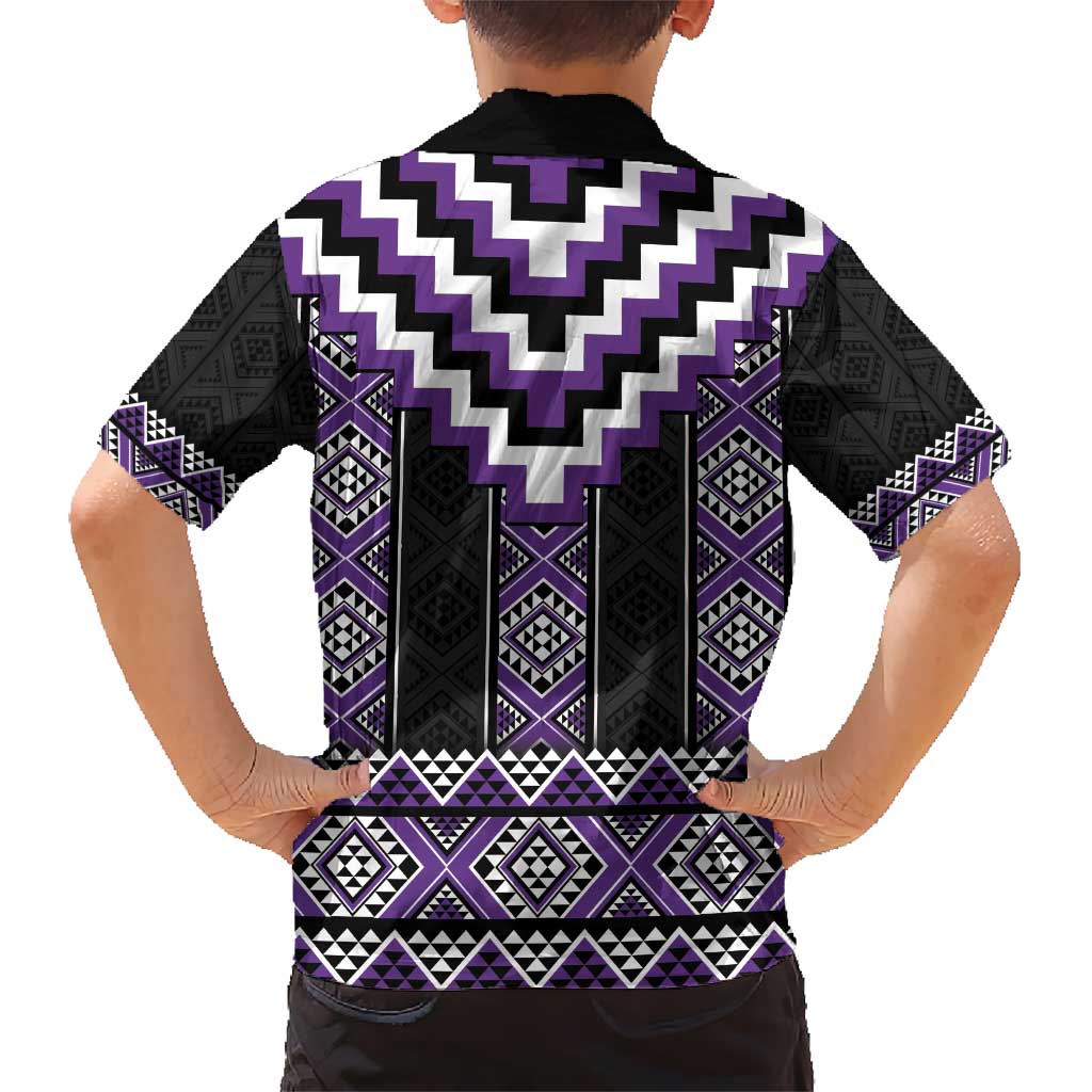 Purple Taniko Pattern Aotearoa Hawaiian Shirt Niho Taniwha Mix Poutama LT14