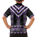 Purple Taniko Pattern Aotearoa Hawaiian Shirt Niho Taniwha Mix Poutama LT14