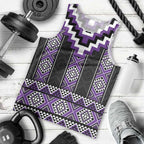Purple Taniko Pattern Aotearoa Men Tank Top Niho Taniwha Mix Poutama LT14