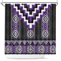 Purple Taniko Pattern Aotearoa Shower Curtain Niho Taniwha Mix Poutama