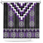 Purple Taniko Pattern Aotearoa Shower Curtain Niho Taniwha Mix Poutama