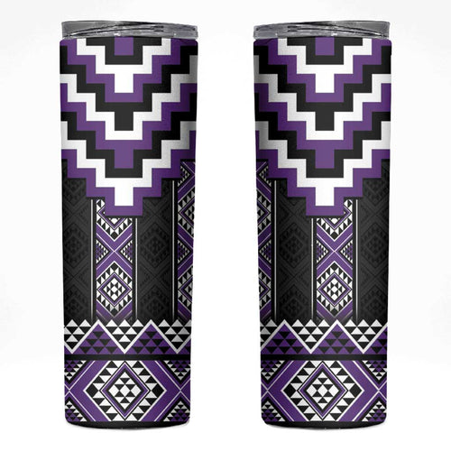 Purple Taniko Pattern Aotearoa Skinny Tumbler Niho Taniwha Mix Poutama LT14
