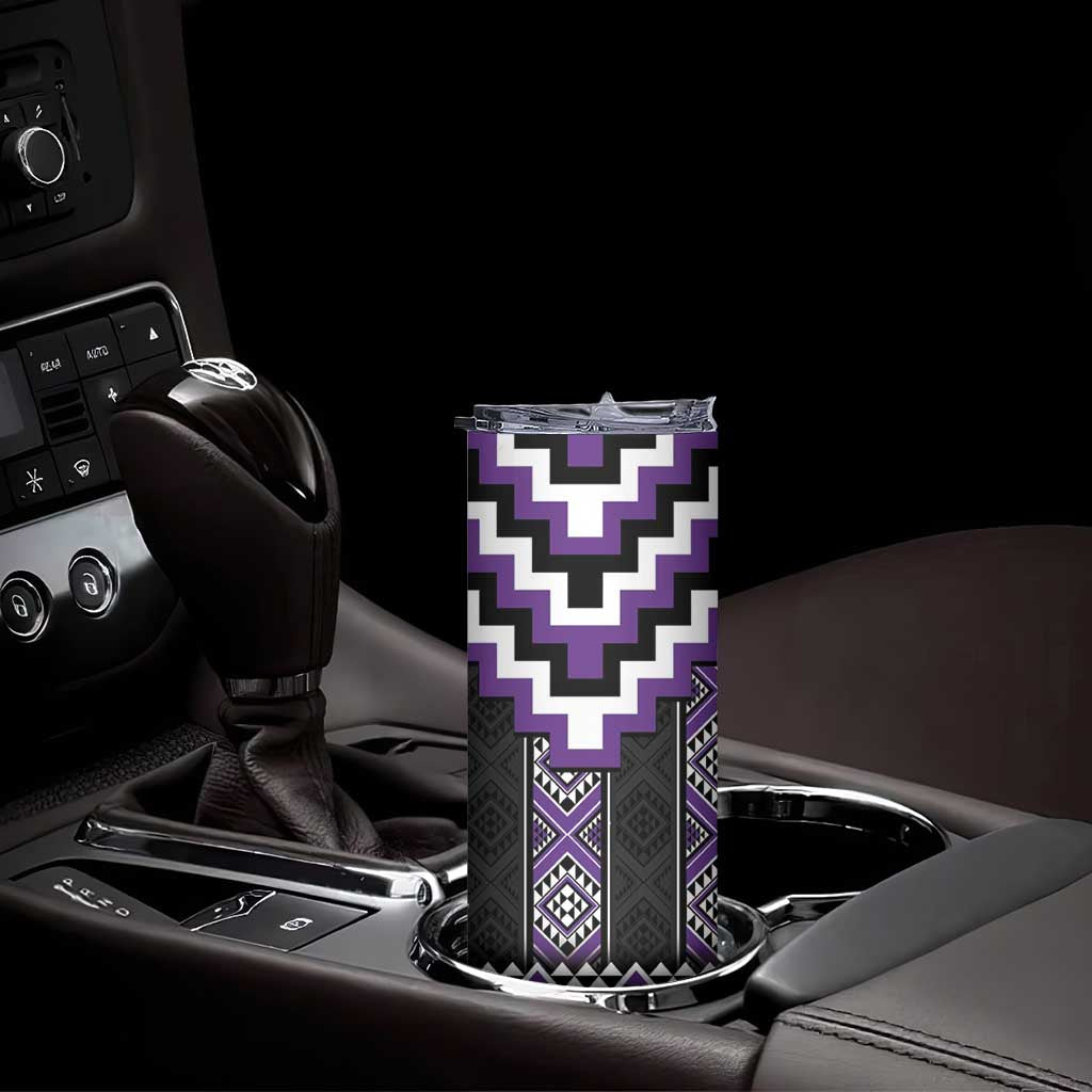Purple Taniko Pattern Aotearoa Skinny Tumbler Niho Taniwha Mix Poutama LT14
