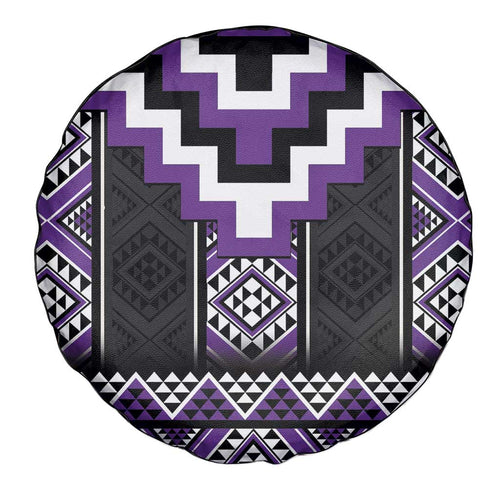 Purple Taniko Pattern Aotearoa Spare Tire Cover Niho Taniwha Mix Poutama