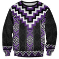 Purple Taniko Pattern Aotearoa Sweatshirt Niho Taniwha Mix Poutama LT14