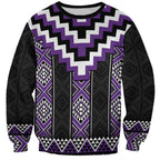 Purple Taniko Pattern Aotearoa Sweatshirt Niho Taniwha Mix Poutama LT14