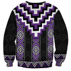 Purple Taniko Pattern Aotearoa Sweatshirt Niho Taniwha Mix Poutama LT14