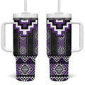 Purple Taniko Pattern Aotearoa Tumbler With Handle Niho Taniwha Mix Poutama LT14