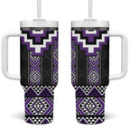 Purple Taniko Pattern Aotearoa Tumbler With Handle Niho Taniwha Mix Poutama LT14