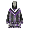 Purple Taniko Pattern Aotearoa Wearable Blanket Hoodie Niho Taniwha Mix Poutama LT14