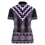 Purple Taniko Pattern Aotearoa Women Polo Shirt Niho Taniwha Mix Poutama LT14