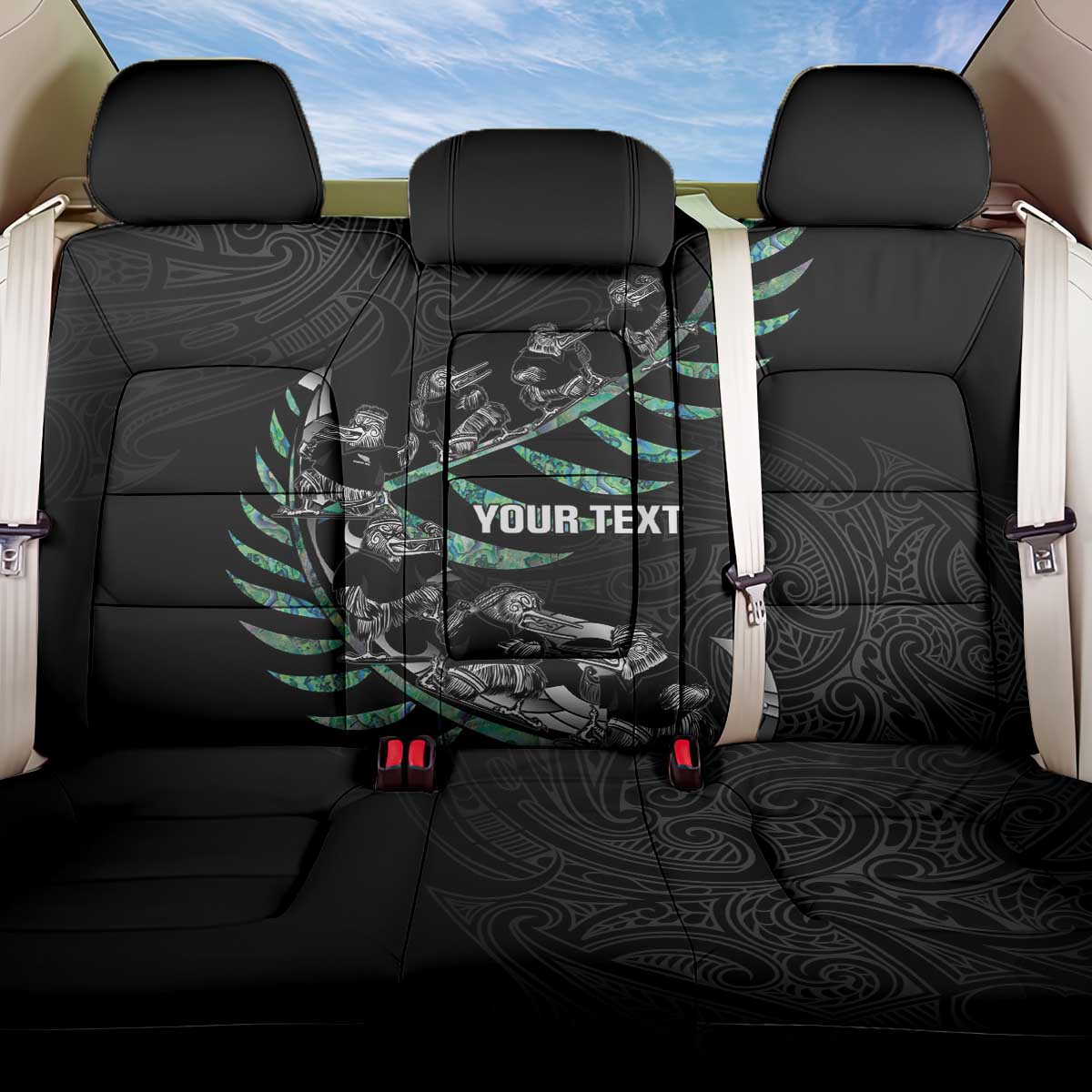 Custom New Zealand Silver Fern Rugby Back Car Seat Cover Aotearoa Kiwi Maori Pattern
