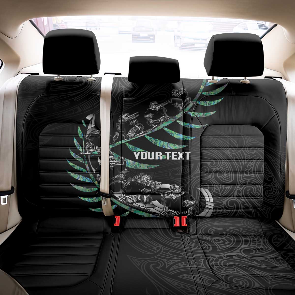 Custom New Zealand Silver Fern Rugby Back Car Seat Cover Aotearoa Kiwi Maori Pattern