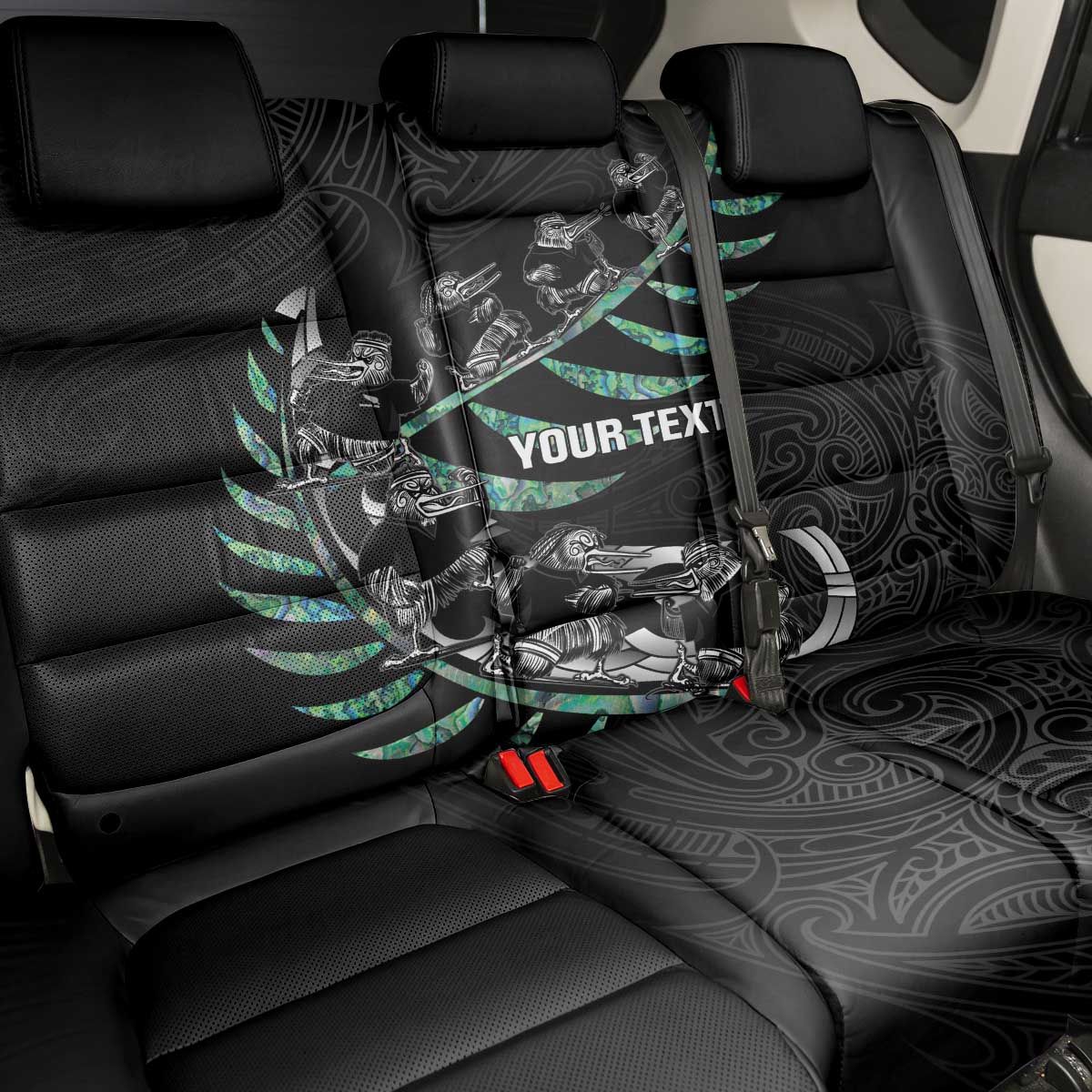 Custom New Zealand Silver Fern Rugby Back Car Seat Cover Aotearoa Kiwi Maori Pattern