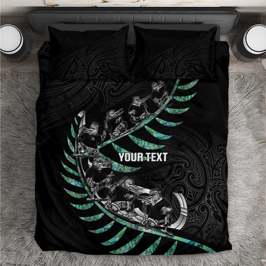Custom New Zealand Silver Fern Rugby Bedding Set Aotearoa Kiwi Maori Pattern