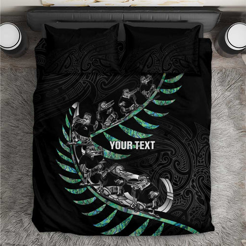 Custom New Zealand Silver Fern Rugby Bedding Set Aotearoa Kiwi Maori Pattern