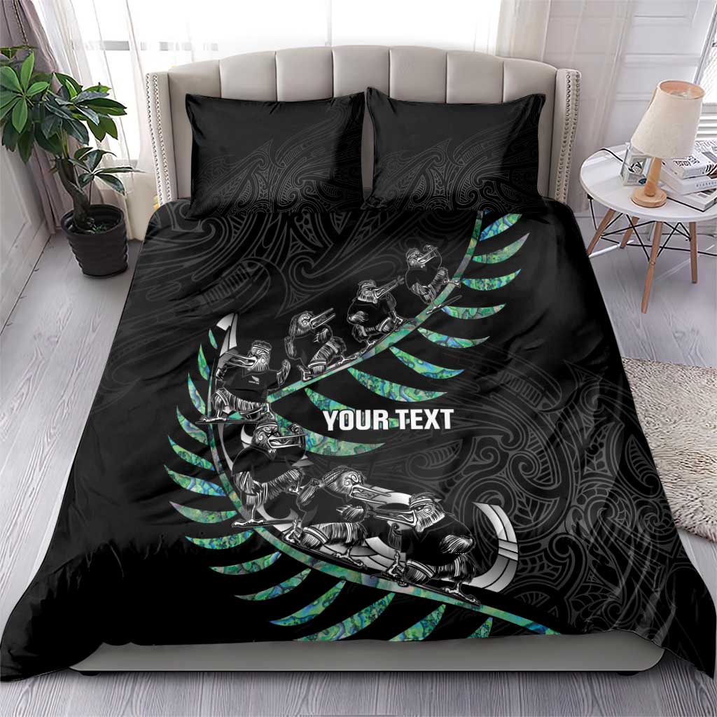 Custom New Zealand Silver Fern Rugby Bedding Set Aotearoa Kiwi Maori Pattern