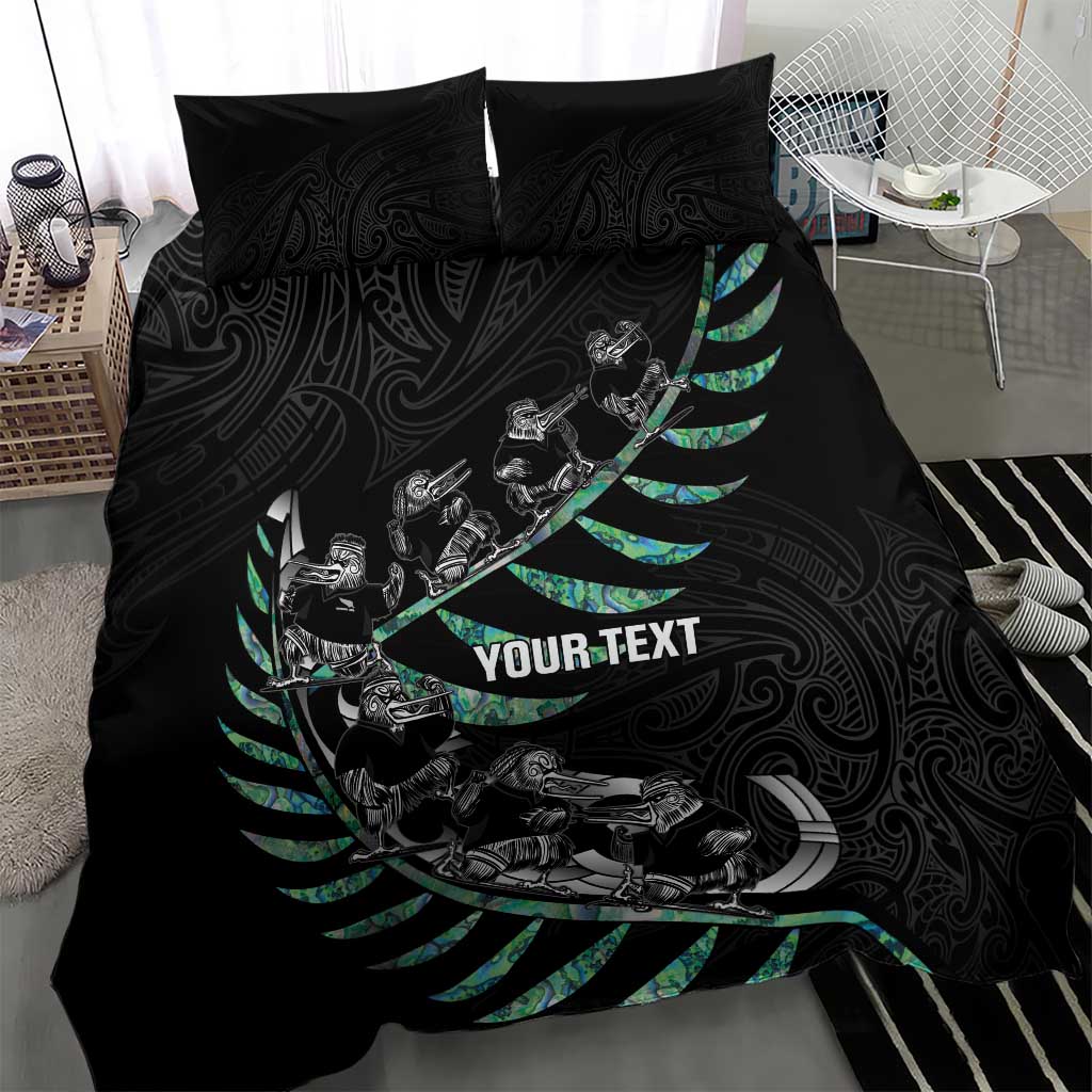 Custom New Zealand Silver Fern Rugby Bedding Set Aotearoa Kiwi Maori Pattern