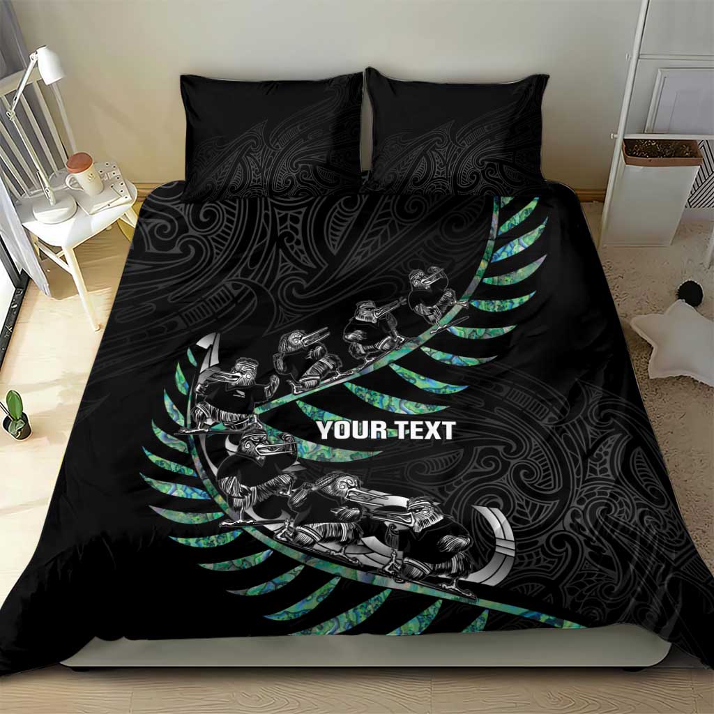 Custom New Zealand Silver Fern Rugby Bedding Set Aotearoa Kiwi Maori Pattern