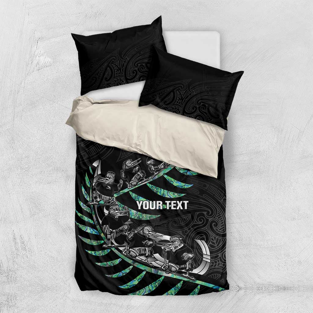Custom New Zealand Silver Fern Rugby Bedding Set Aotearoa Kiwi Maori Pattern