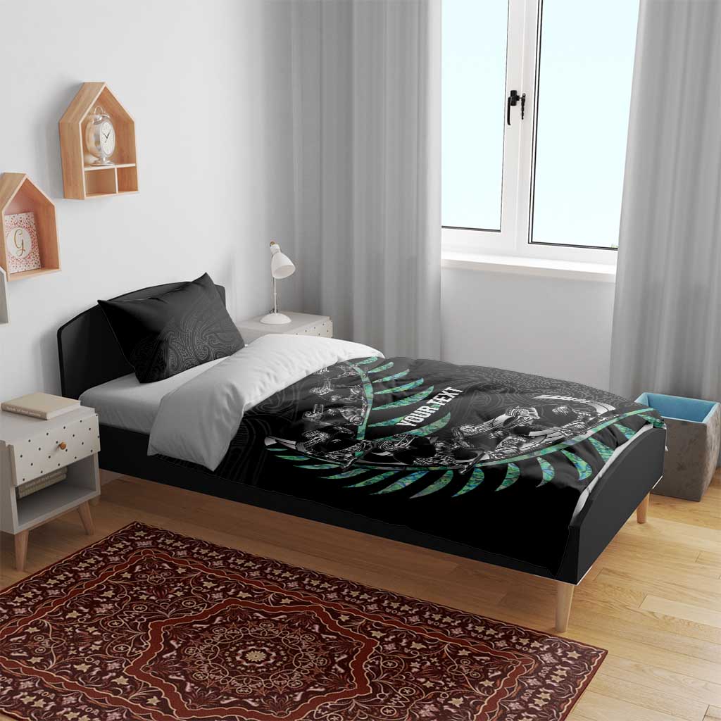Custom New Zealand Silver Fern Rugby Bedding Set Aotearoa Kiwi Maori Pattern