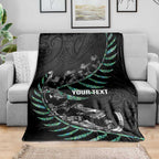 Custom New Zealand Silver Fern Rugby Blanket Aotearoa Kiwi Maori Pattern