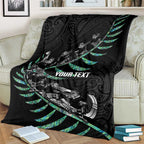 Custom New Zealand Silver Fern Rugby Blanket Aotearoa Kiwi Maori Pattern