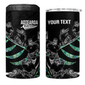 Custom New Zealand Silver Fern Rugby 4 in 1 Can Cooler Tumbler Aotearoa Kiwi Maori Pattern