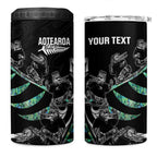 Custom New Zealand Silver Fern Rugby 4 in 1 Can Cooler Tumbler Aotearoa Kiwi Maori Pattern