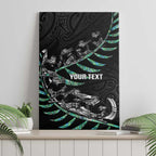 Custom New Zealand Silver Fern Rugby Canvas Wall Art Aotearoa Kiwi Maori Pattern