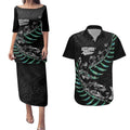 Custom New Zealand Silver Fern Rugby Couples Matching Puletasi and Hawaiian Shirt Aotearoa Kiwi Maori Pattern