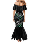 Custom New Zealand Silver Fern Rugby Family Matching Mermaid Dress and Hawaiian Shirt Aotearoa Kiwi Maori Pattern