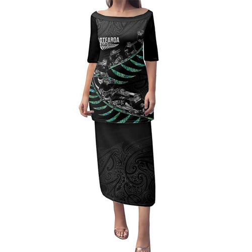 Custom New Zealand Silver Fern Rugby Family Matching Puletasi and Hawaiian Shirt Aotearoa Kiwi Maori Pattern