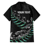 Custom New Zealand Silver Fern Rugby Family Matching Short Sleeve Bodycon Dress and Hawaiian Shirt Aotearoa Kiwi Maori Pattern