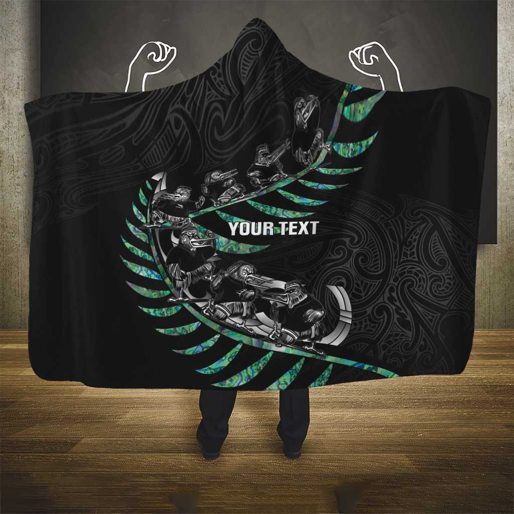 Custom New Zealand Silver Fern Rugby Hooded Blanket Aotearoa Kiwi Maori Pattern
