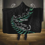 Custom New Zealand Silver Fern Rugby Hooded Blanket Aotearoa Kiwi Maori Pattern