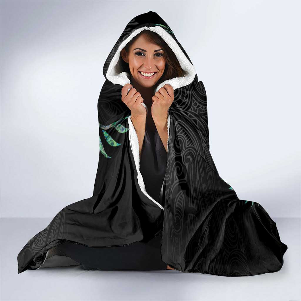 Custom New Zealand Silver Fern Rugby Hooded Blanket Aotearoa Kiwi Maori Pattern