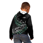 Custom New Zealand Silver Fern Rugby Kid Hoodie Aotearoa Kiwi Maori Pattern