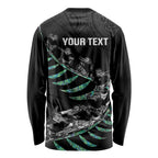 Custom New Zealand Silver Fern Rugby Long Sleeve Shirt Aotearoa Kiwi Maori Pattern