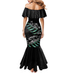 Custom New Zealand Silver Fern Rugby Mermaid Dress Aotearoa Kiwi Maori Pattern