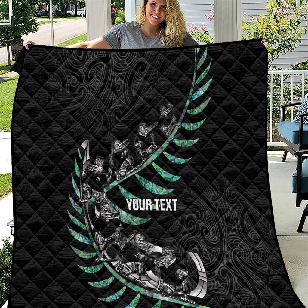 Custom New Zealand Silver Fern Rugby Quilt Aotearoa Kiwi Maori Pattern
