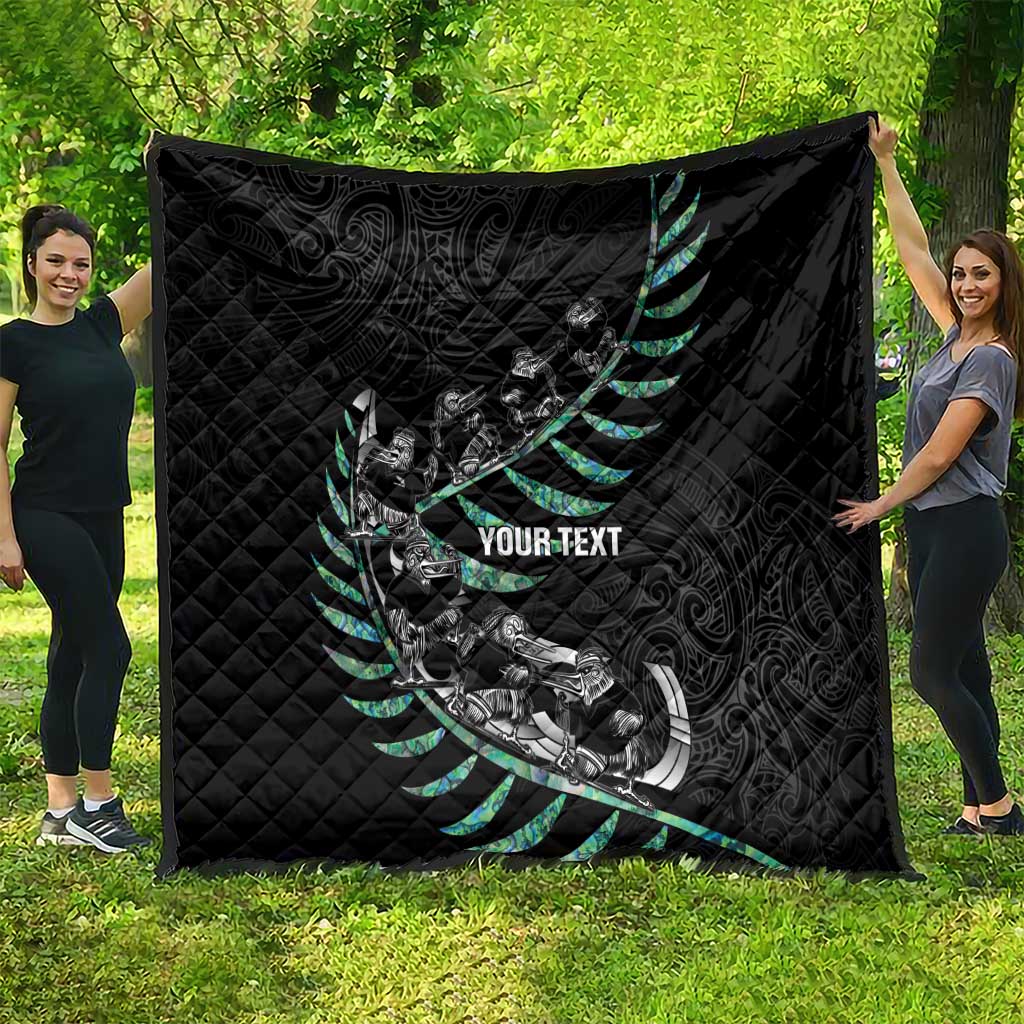 Custom New Zealand Silver Fern Rugby Quilt Aotearoa Kiwi Maori Pattern