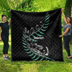 Custom New Zealand Silver Fern Rugby Quilt Aotearoa Kiwi Maori Pattern