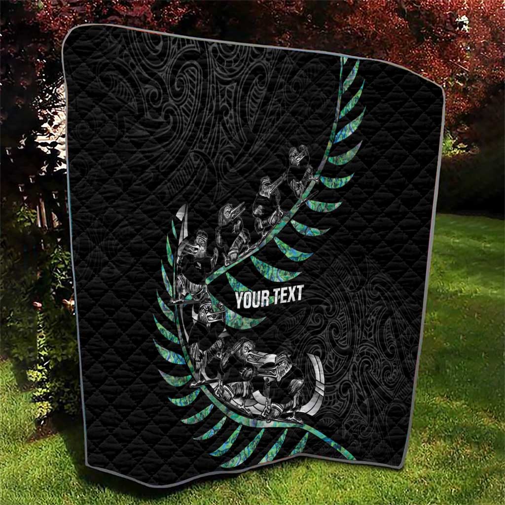 Custom New Zealand Silver Fern Rugby Quilt Aotearoa Kiwi Maori Pattern