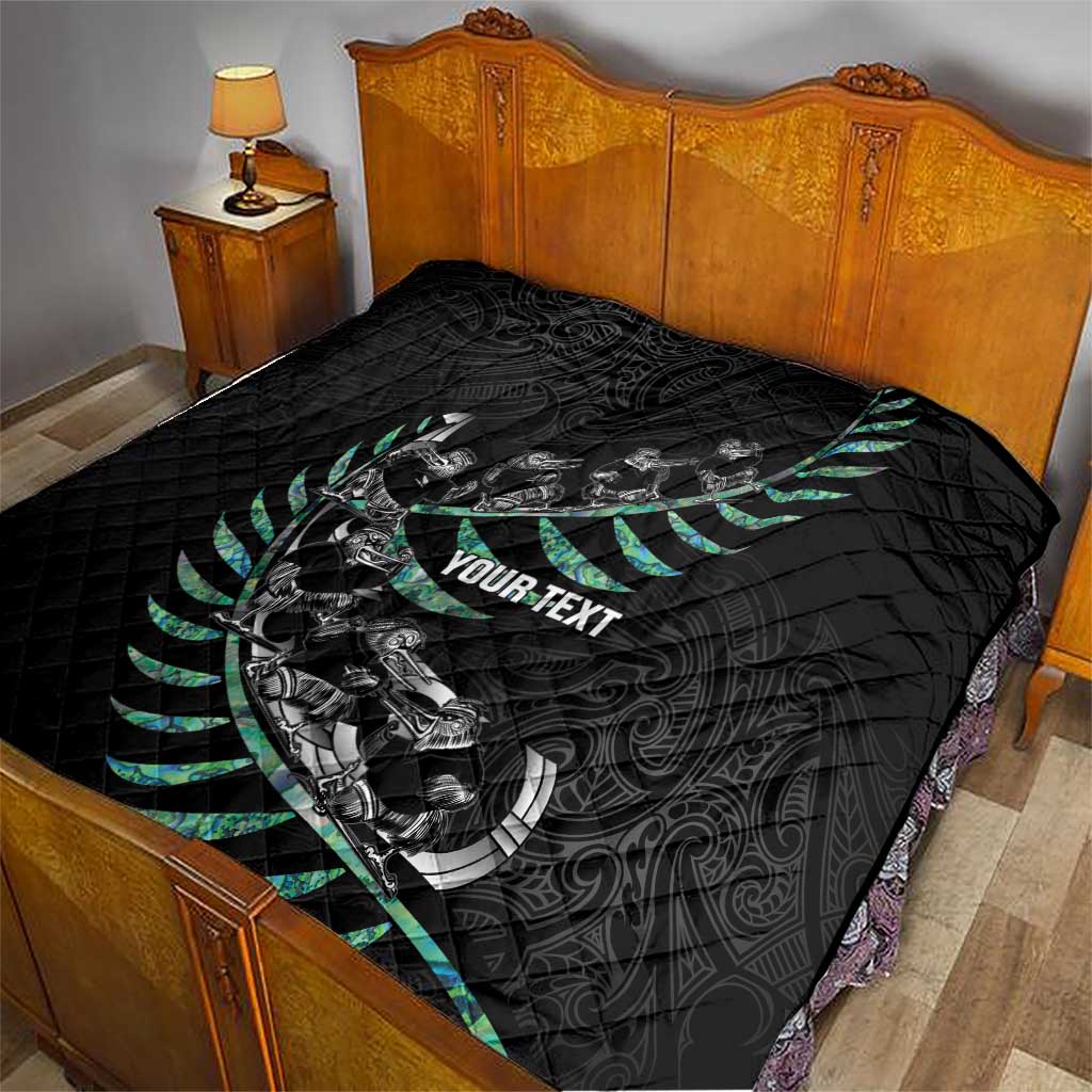 Custom New Zealand Silver Fern Rugby Quilt Aotearoa Kiwi Maori Pattern