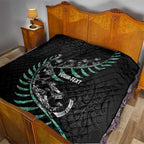 Custom New Zealand Silver Fern Rugby Quilt Aotearoa Kiwi Maori Pattern