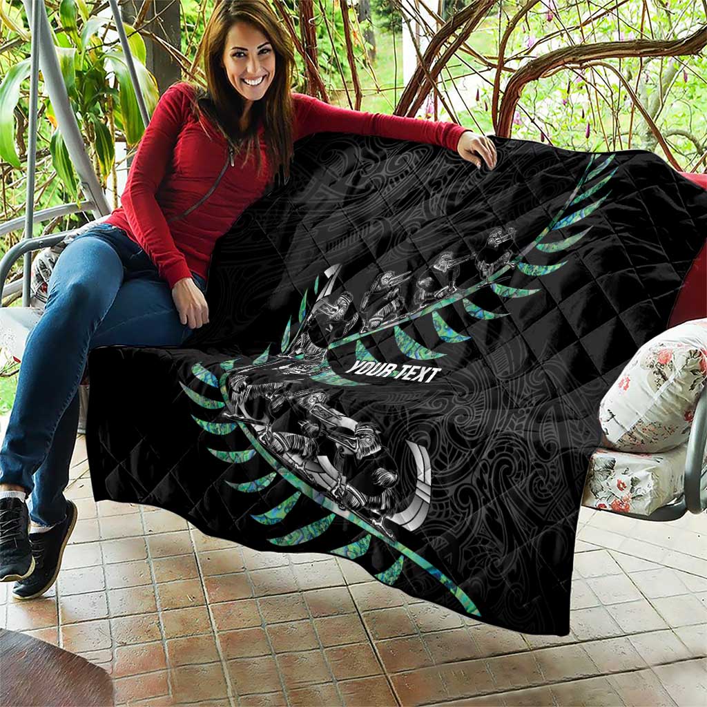 Custom New Zealand Silver Fern Rugby Quilt Aotearoa Kiwi Maori Pattern