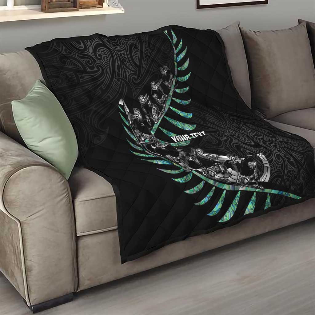 Custom New Zealand Silver Fern Rugby Quilt Aotearoa Kiwi Maori Pattern